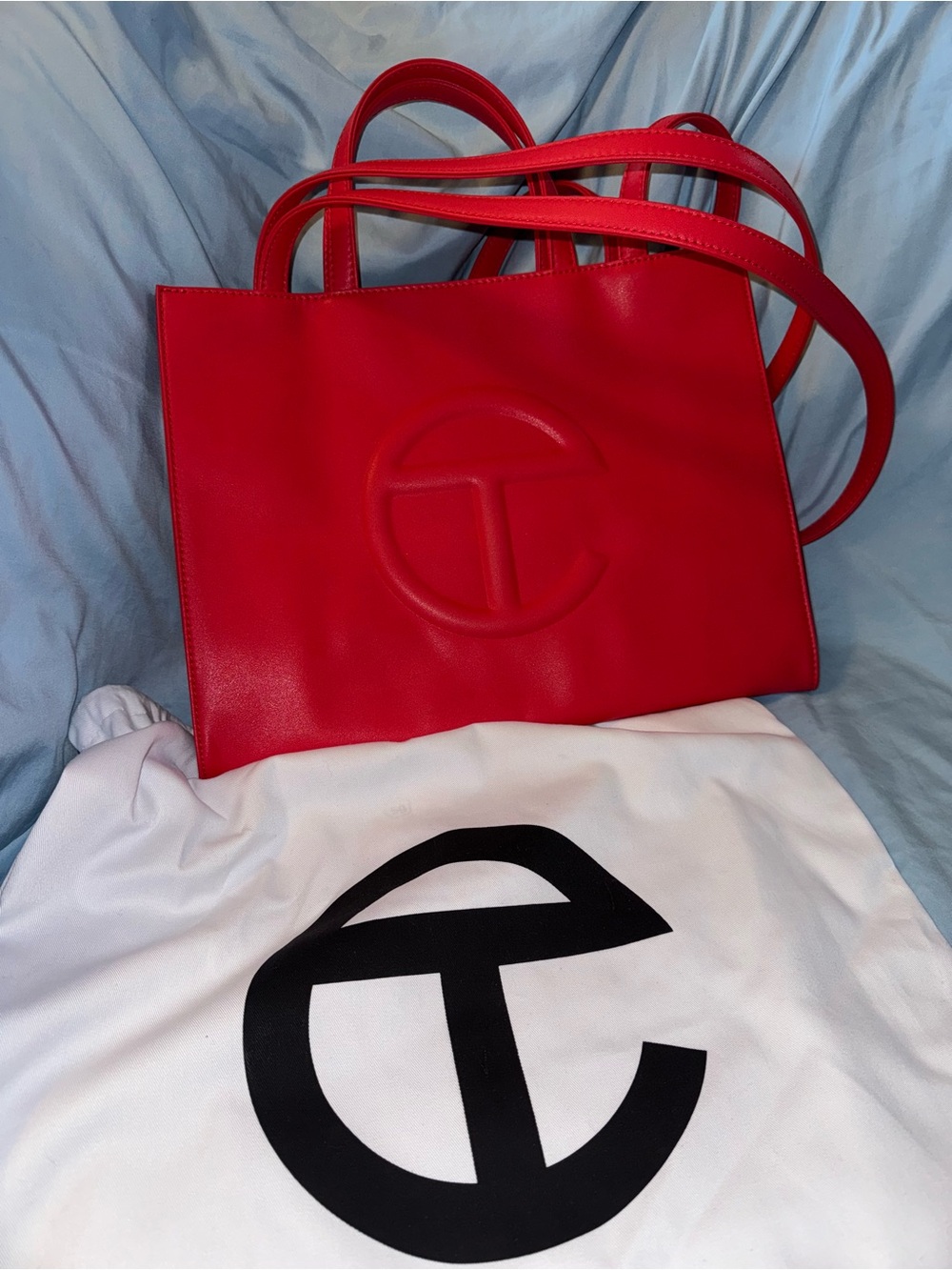 Authentic Red Telfar Faux Leather Tote Bag- Medium.